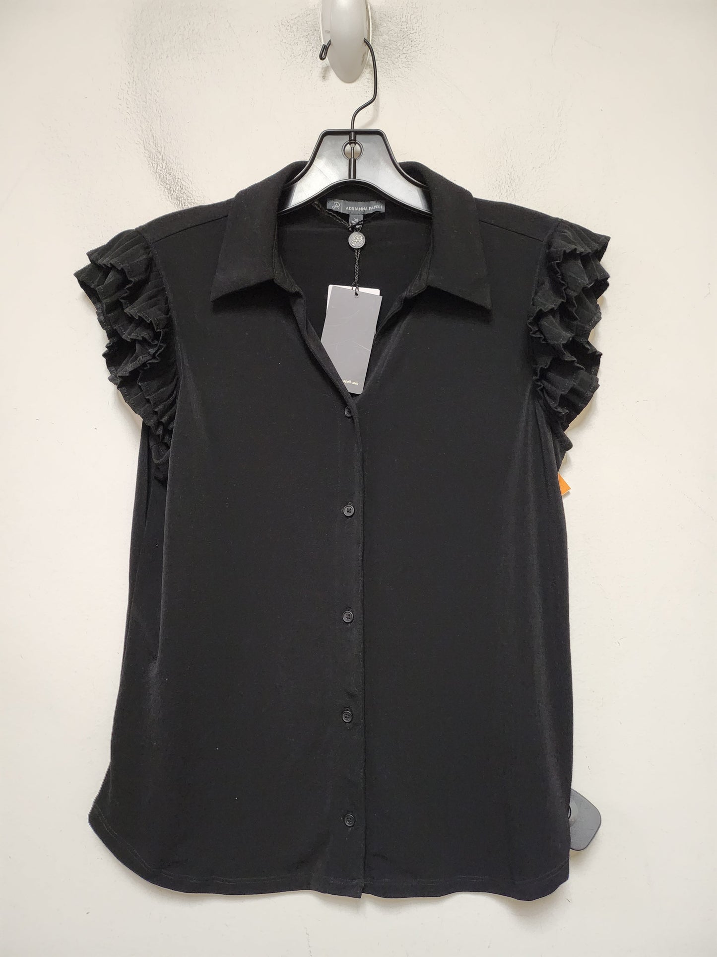 Top Short Sleeve By Adrianna Papell In Black, Size: Xs