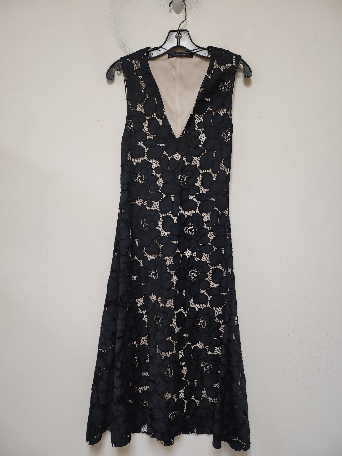 Dress Casual Midi By Zara Women In Black & Blue, Size: S