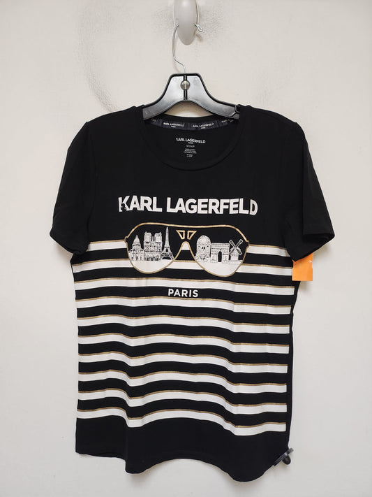 Top Short Sleeve Designer By Karl Lagerfeld In Striped Pattern, Size: S