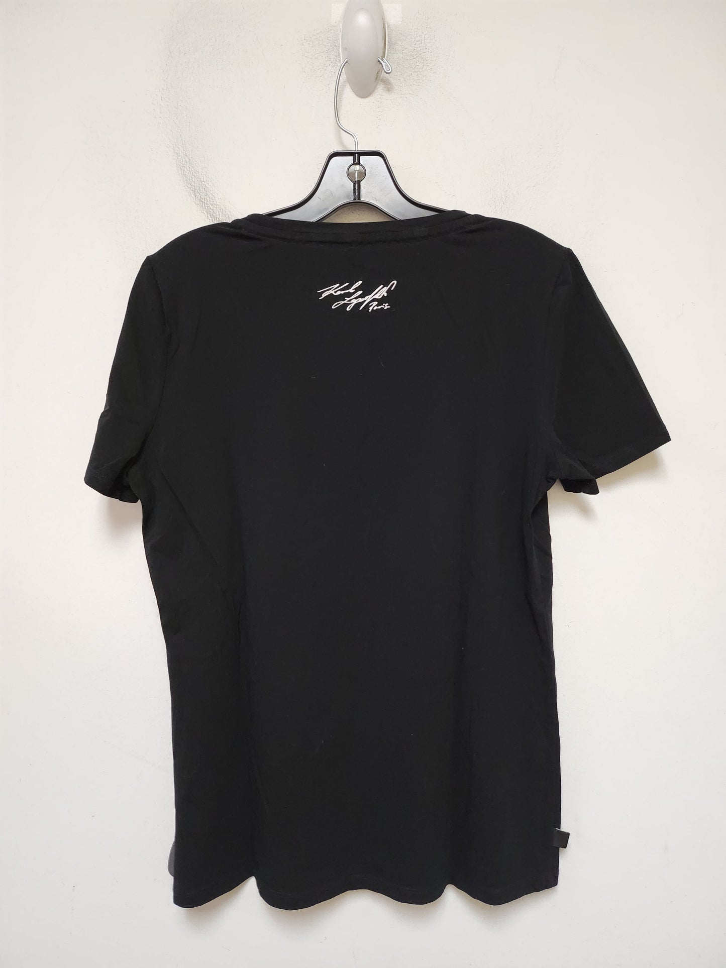 Top Short Sleeve Designer By Karl Lagerfeld In Black, Size: S