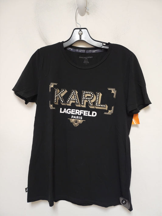 Top Short Sleeve Designer By Karl Lagerfeld In Black, Size: S