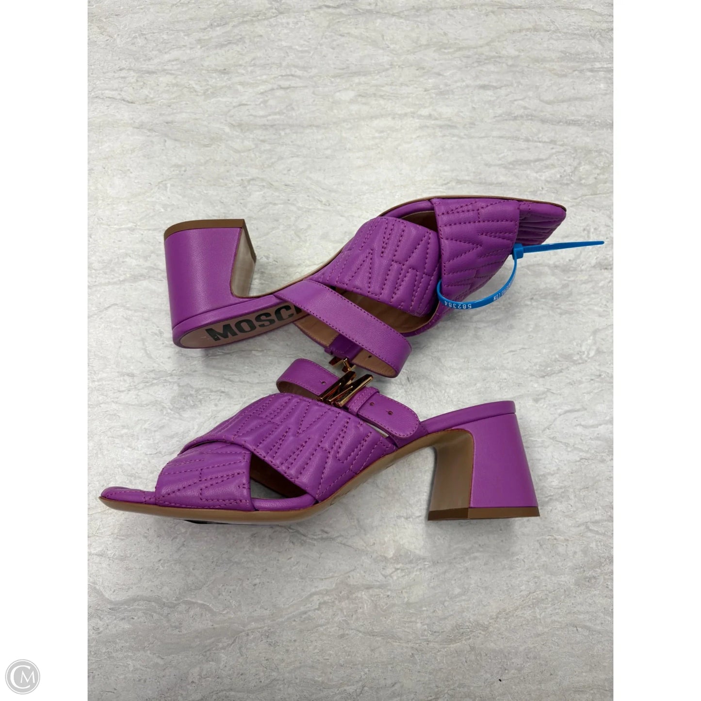 Sandals Luxury Designer By Moschino In Purple, Size: 9