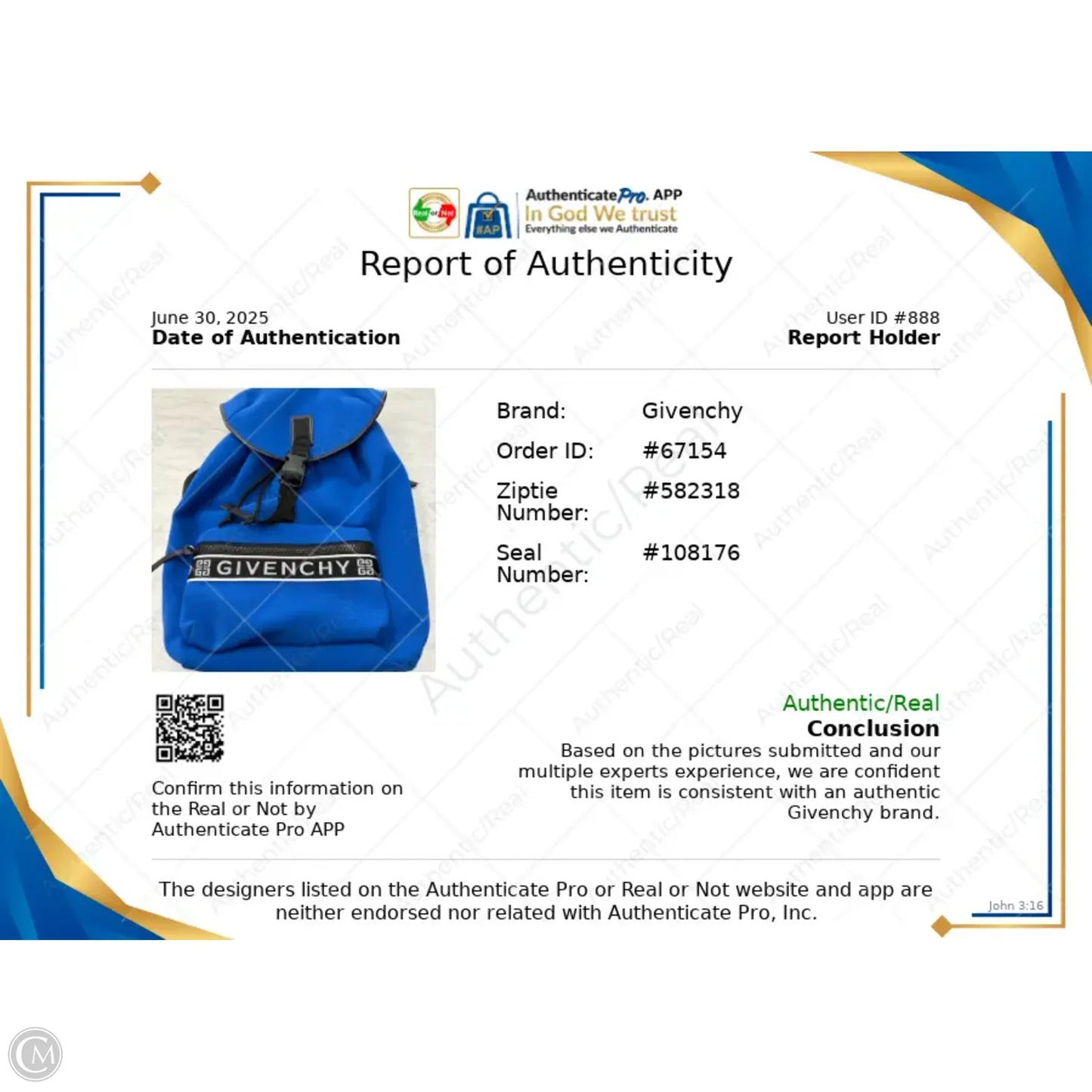 Backpack Luxury Designer By Givenchy, Size: Large