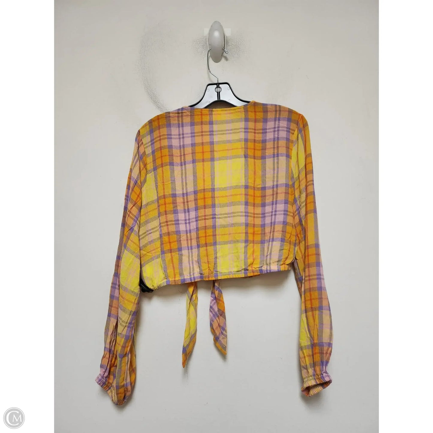 Top Long Sleeve By Bp In Plaid Pattern, Size: M