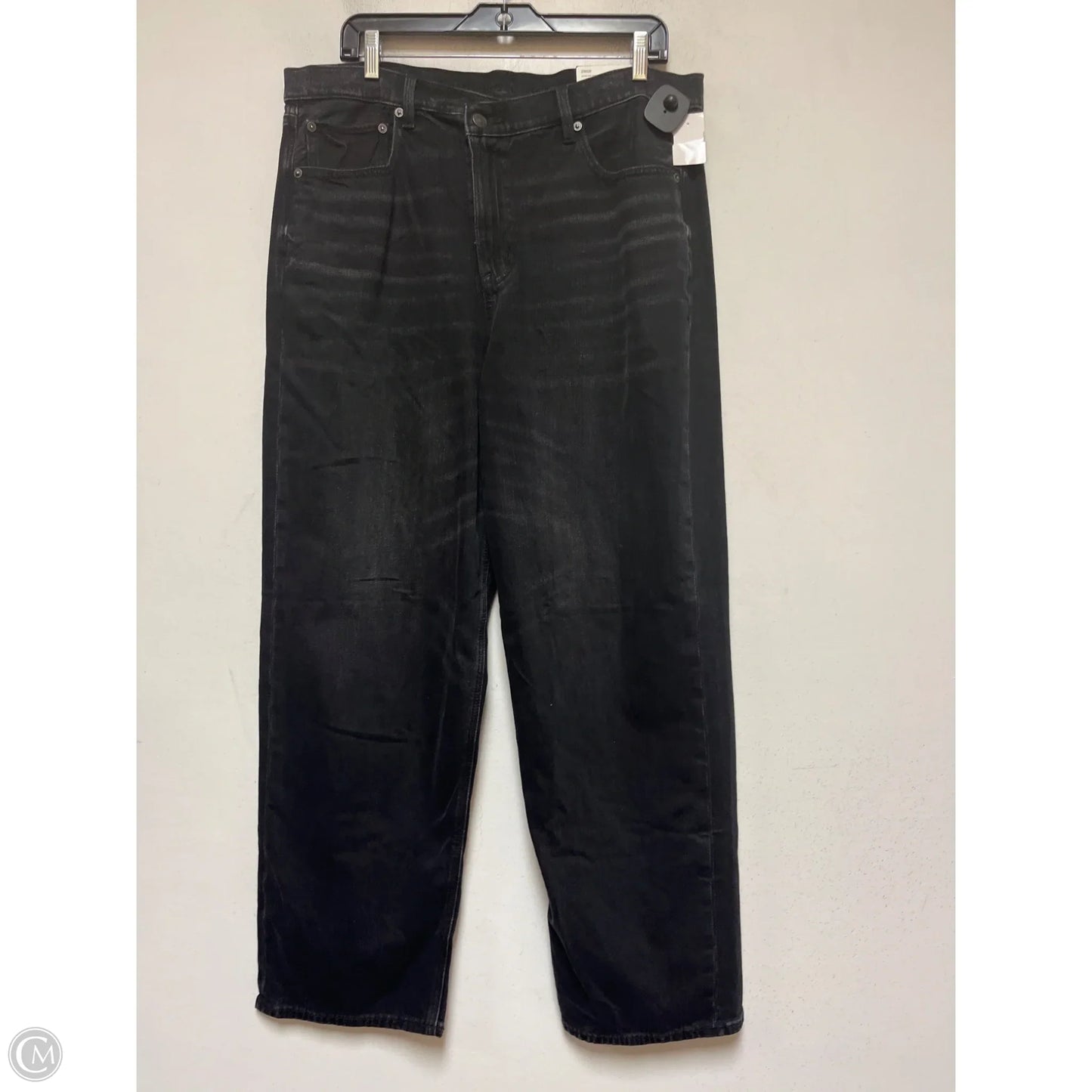 Jeans Straight By American Eagle In Black Denim, Size: 14