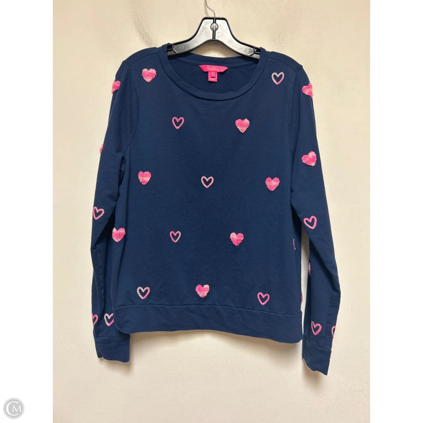 Top Long Sleeve Designer By Lilly Pulitzer In Blue & Pink, Size: L