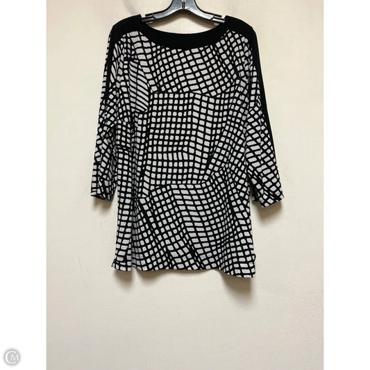 Top Short Sleeve By Susan Graver In Black & White, Size: L