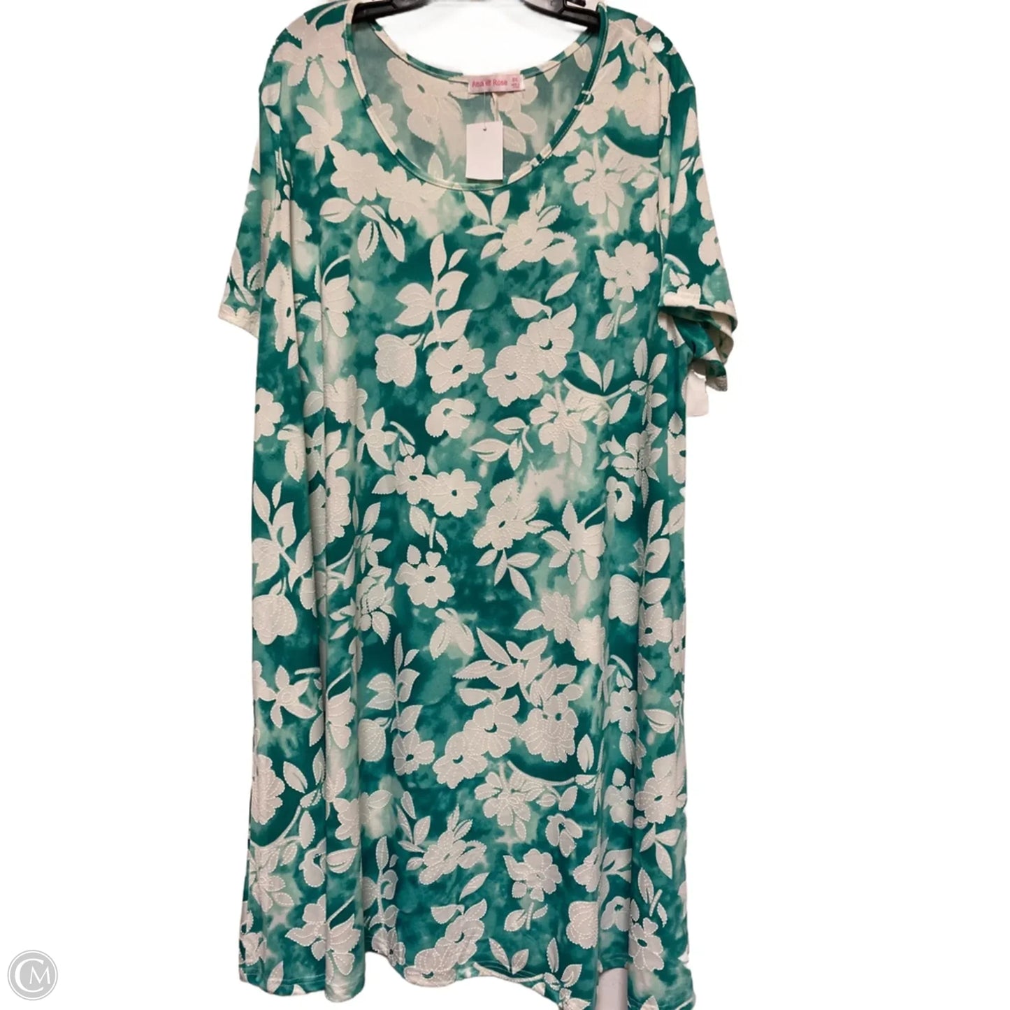 Dress Casual Midi By Clothes Mentor In Green & White, Size: 3x