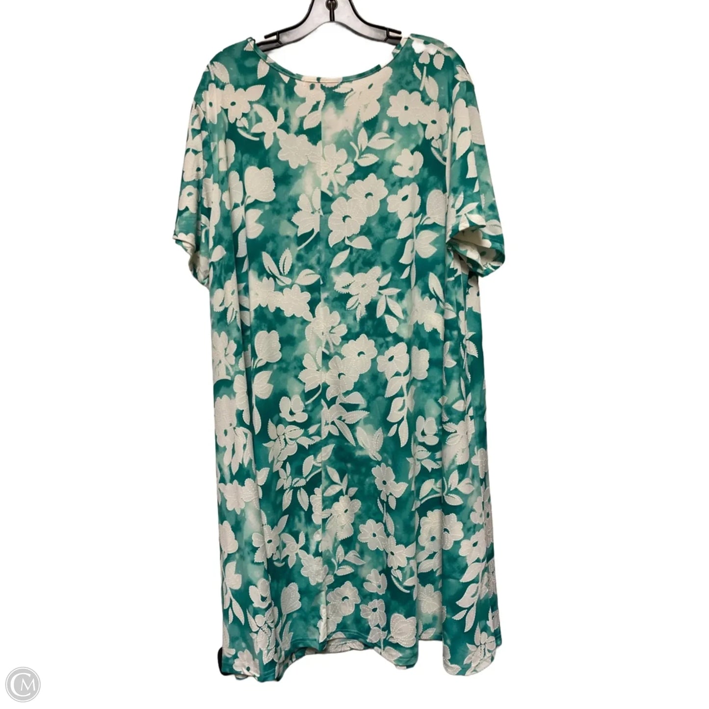 Dress Casual Midi By Clothes Mentor In Green & White, Size: 3x