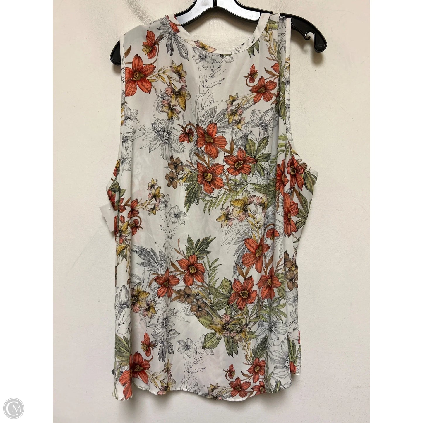 Top Sleeveless By Worthington In Floral Print, Size: 3x