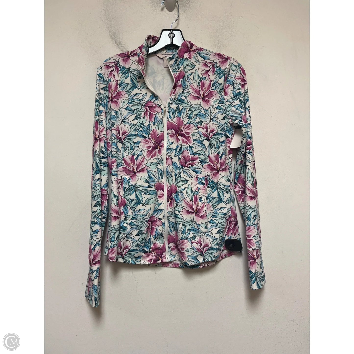 Athletic Top Long Sleeve Collar By Tommy Bahama In Floral Print, Size: S