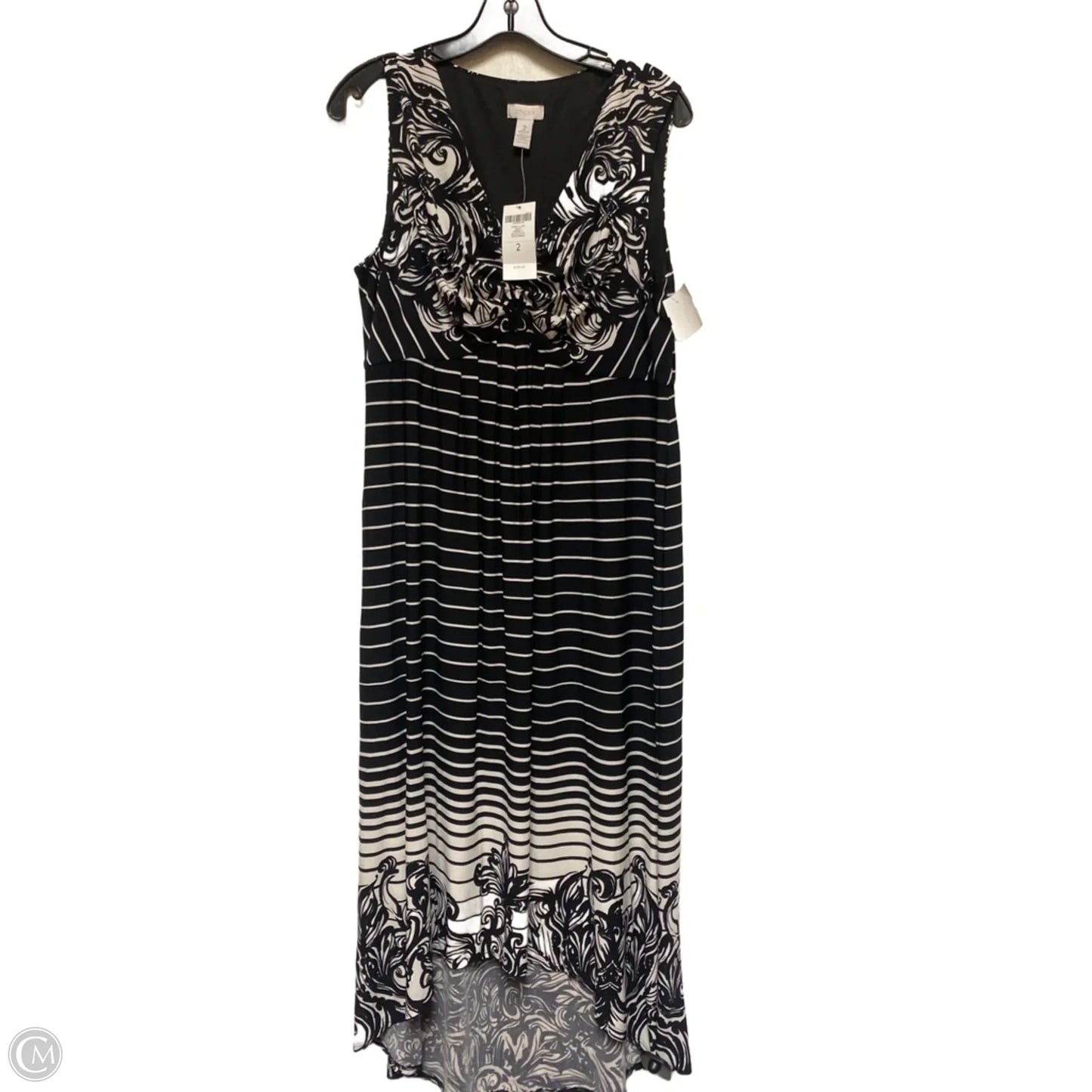 Dress Casual Midi By Chicos In Black & White, Size: L