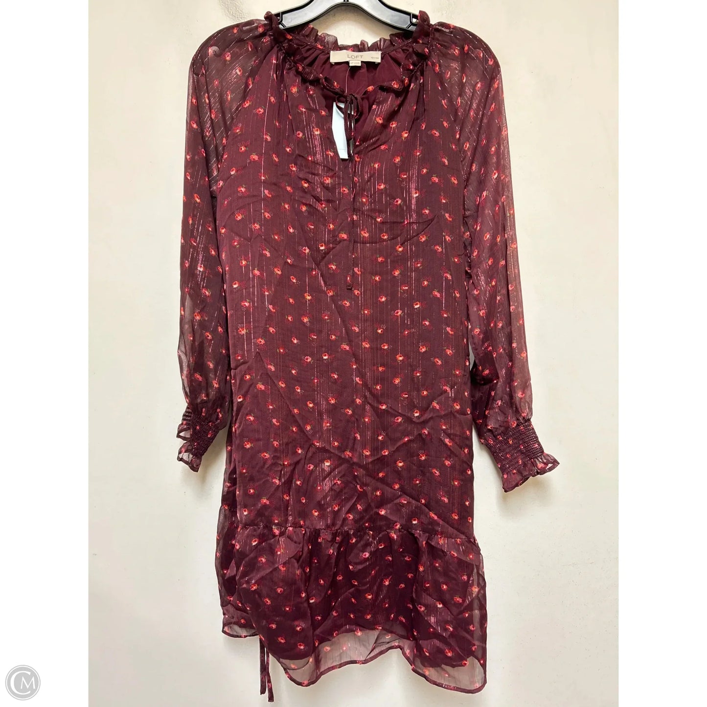 Dress Casual Short By Loft In Maroon, Size: Mp