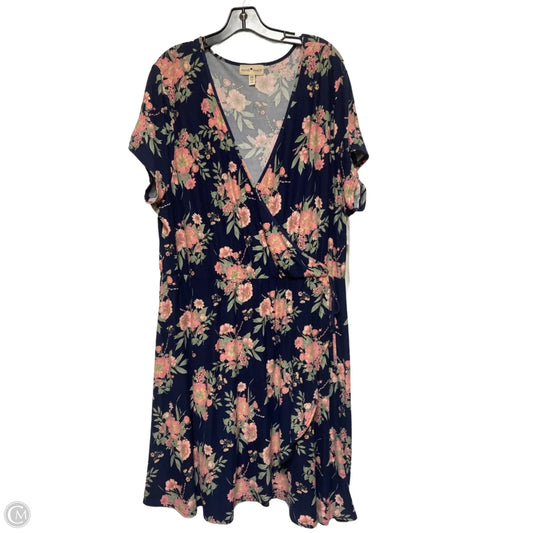 Dress Casual Midi By Derek Heart In Blue & Pink, Size: 3x