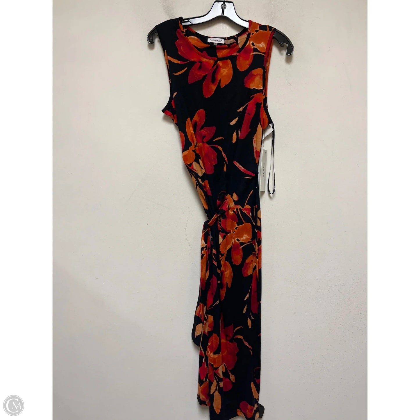 Dress Casual Midi By Calvin Klein In Black & Red, Size: S