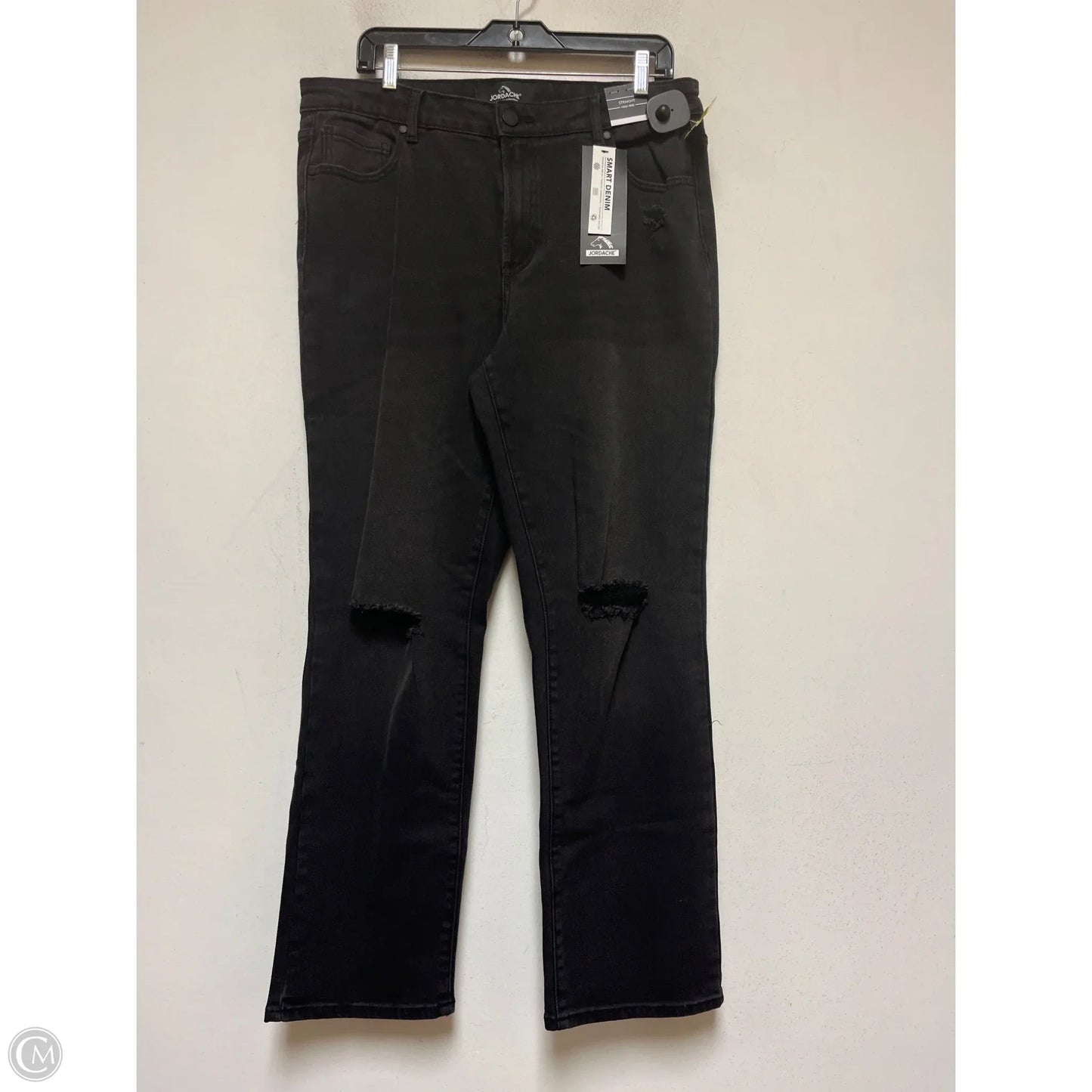 Jeans Straight By Jordache In Black Denim, Size: 14