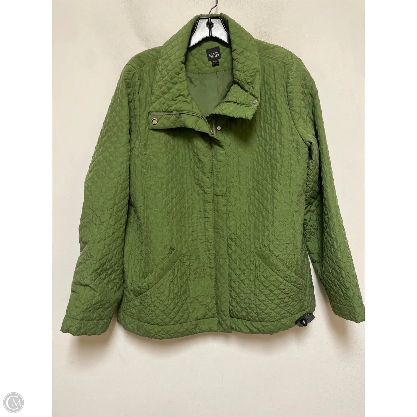 Jacket Puffer & Quilted By Eileen Fisher In Green, Size: L