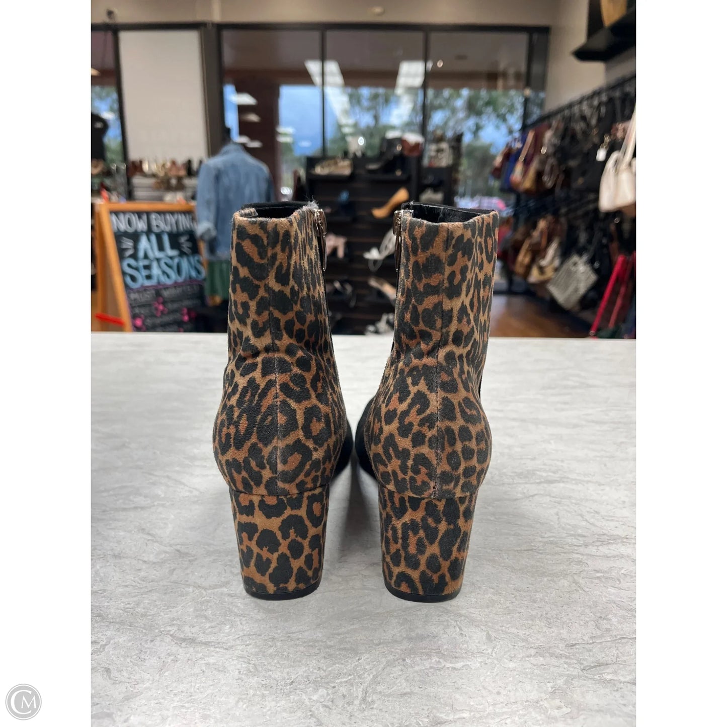Boots Ankle Heels By Nine West In Animal Print, Size: 9