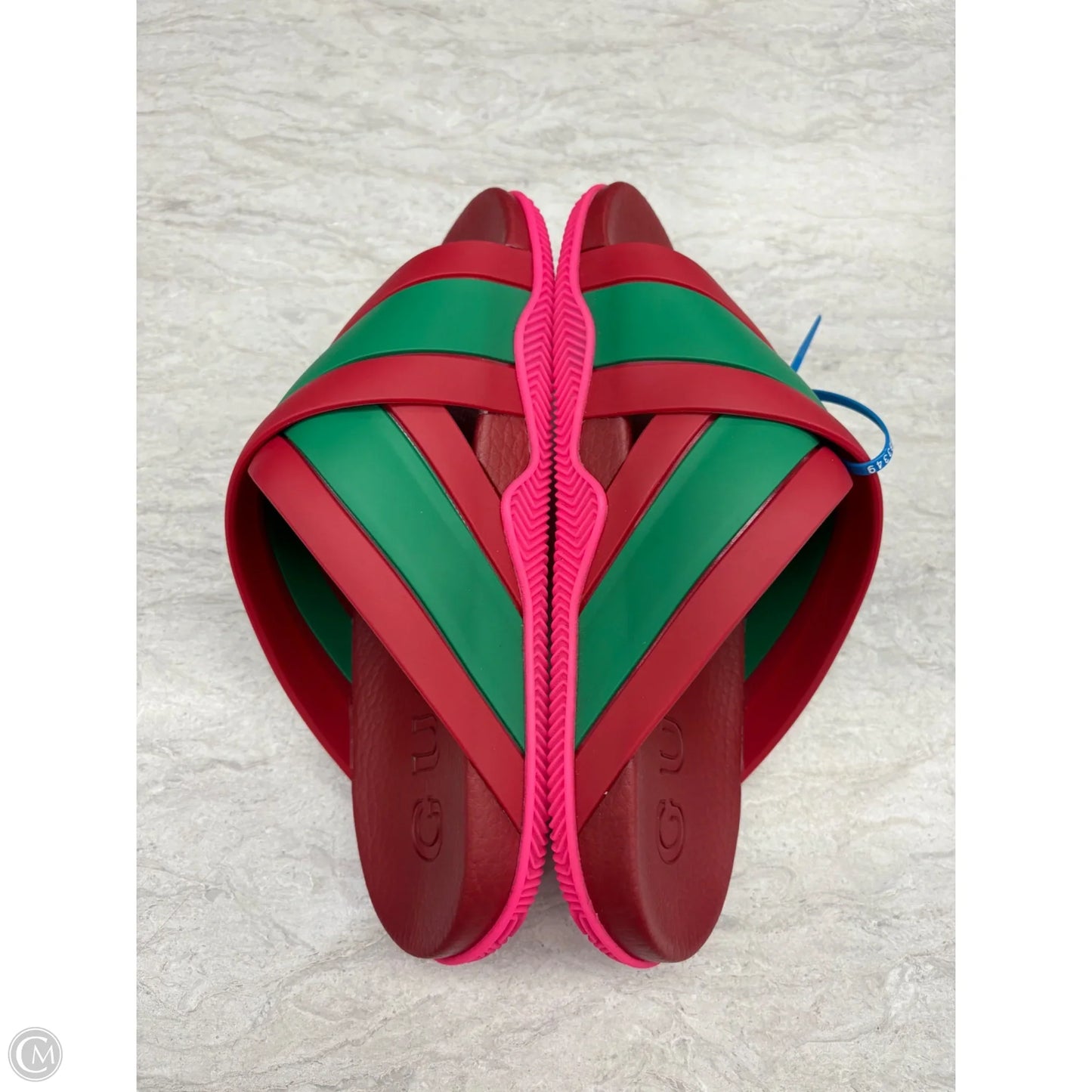 Sandals Luxury Designer By Gucci In Green & Red, Size: 9 (SZ 39)