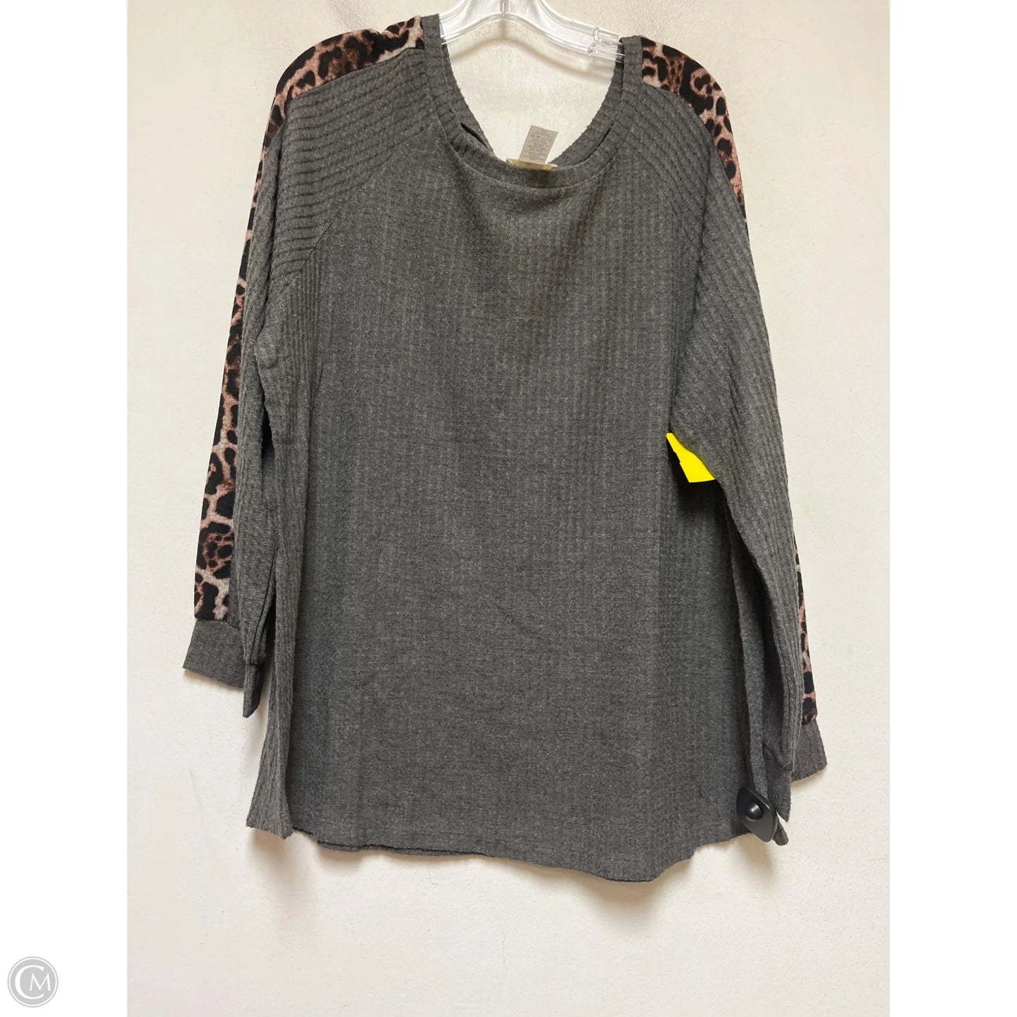 Top Long Sleeve By Brittany Black In Grey, Size: 3x