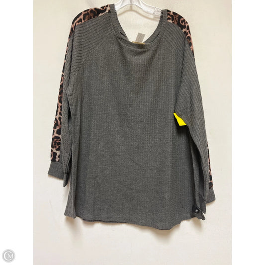 Top Long Sleeve By Brittany Black In Grey, Size: 3x