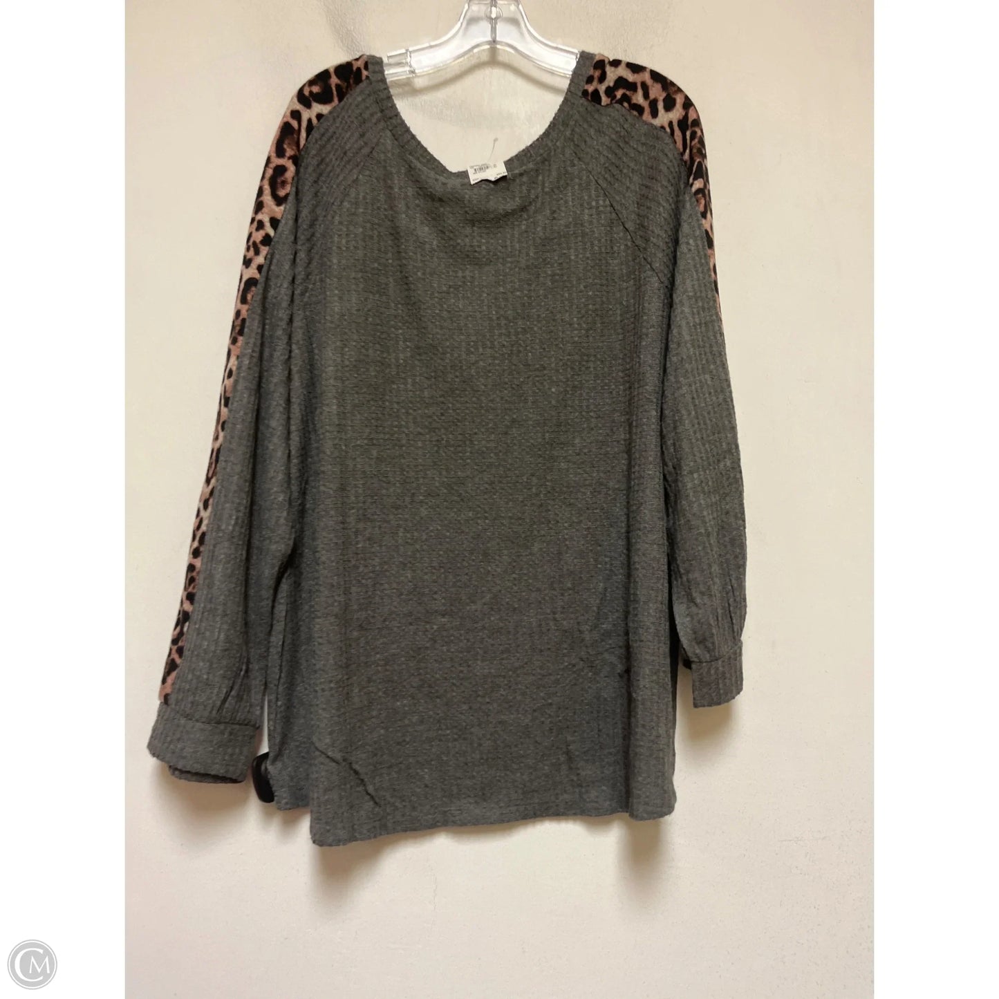 Top Long Sleeve By Brittany Black In Grey, Size: 3x