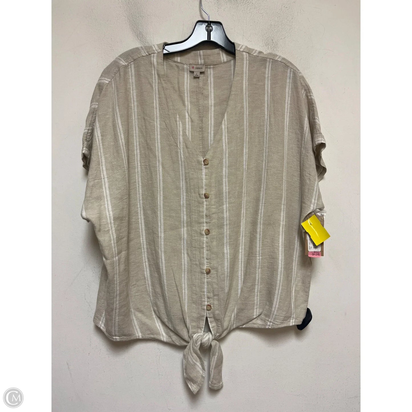 Top Short Sleeve By Cremieux In Striped Pattern, Size: L