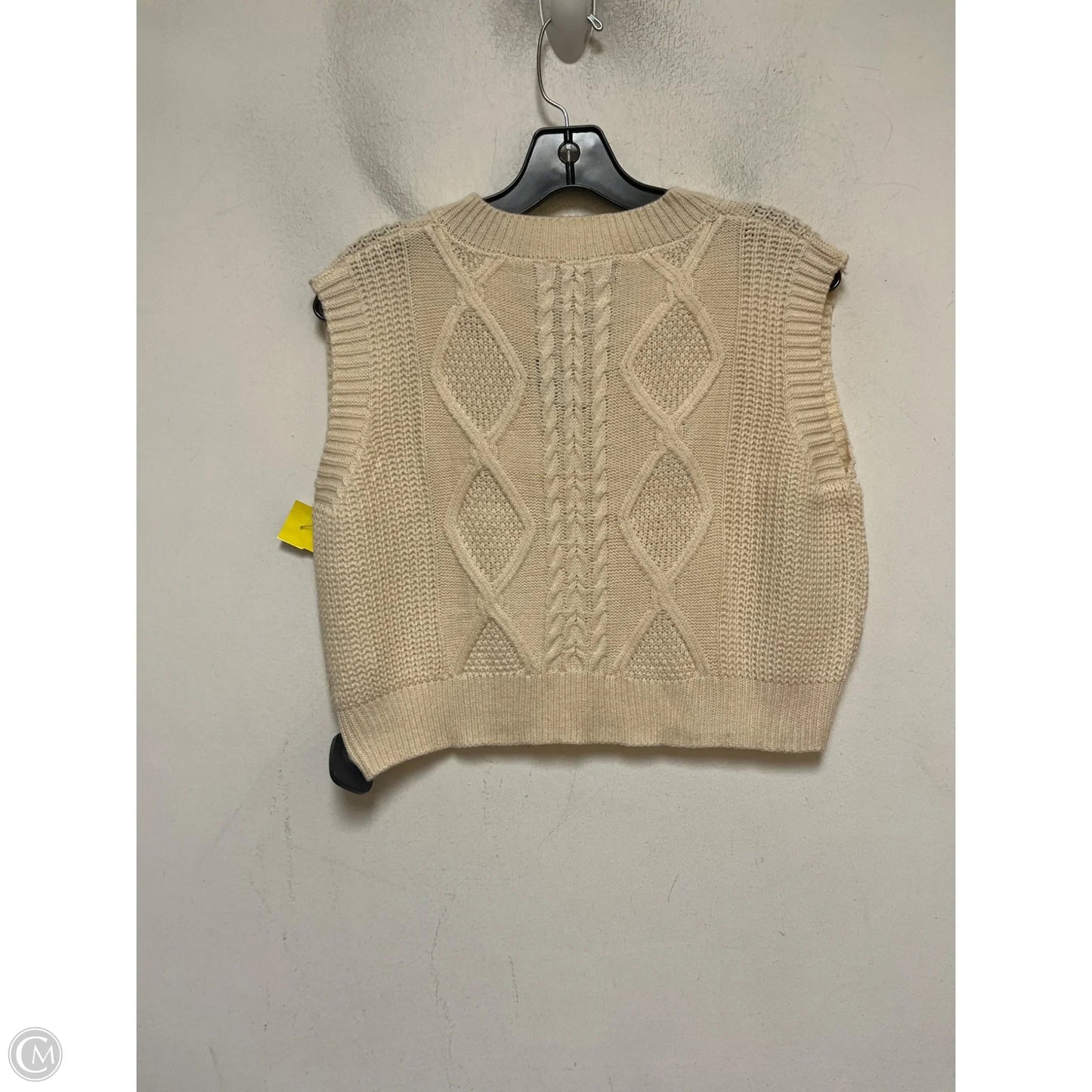 Vest Sweater By Clothes Mentor In Cream, Size: L