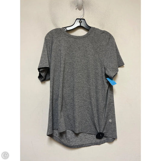 Athletic Top Short Sleeve By Lululemon In Grey, Size: L