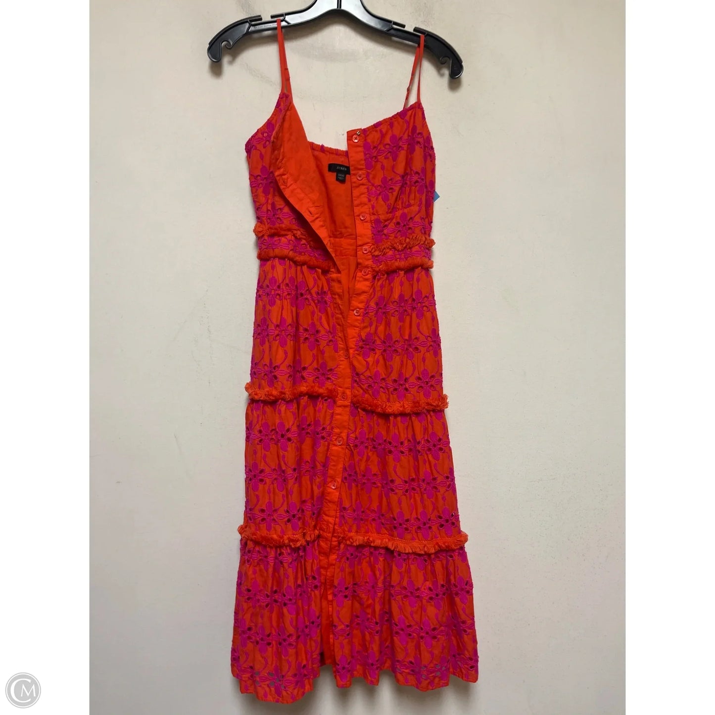 Dress Casual Midi By J. Crew In Orange & Pink, Size: Xxs