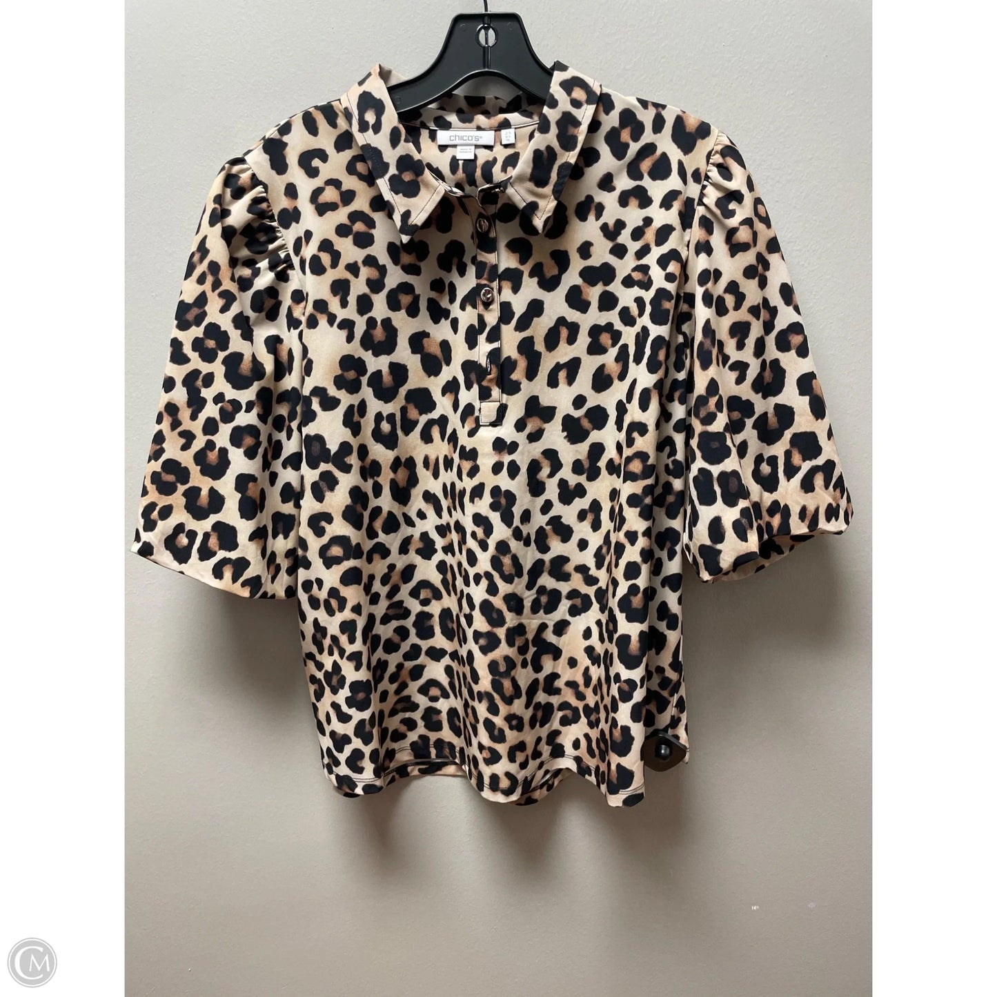 Top Short Sleeve By Chicos In Animal Print, Size: L