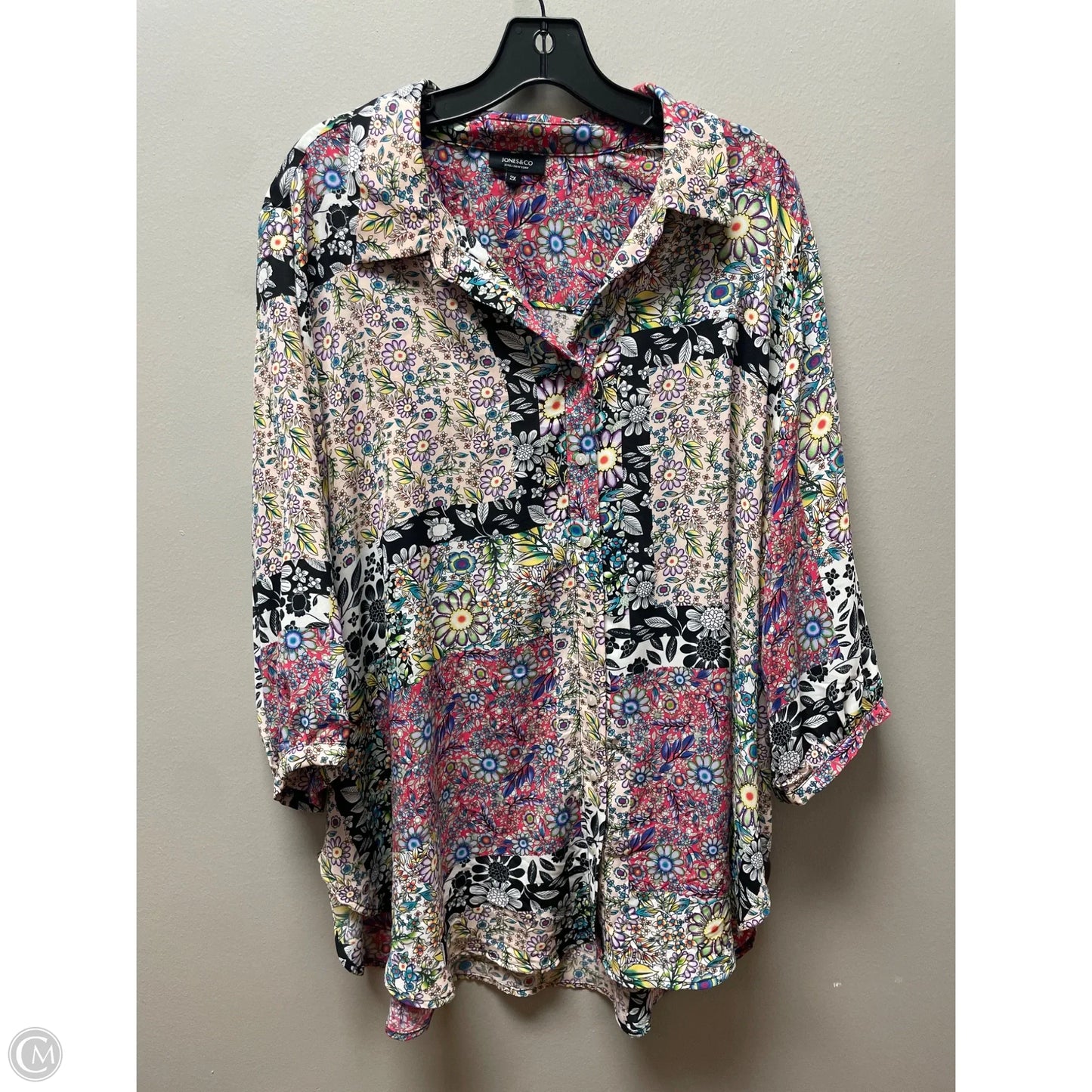 Top Long Sleeve By Jones And Co In Floral Print, Size: 2x