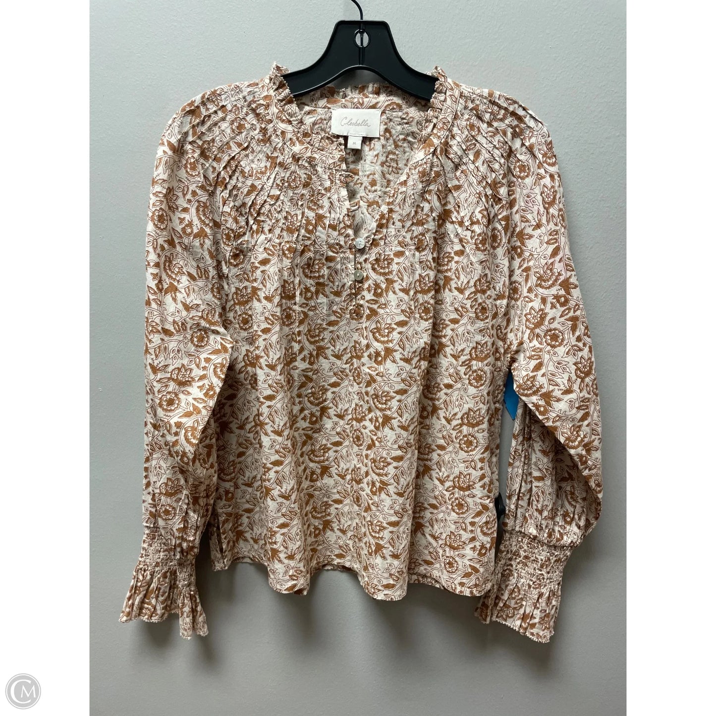 Top Long Sleeve By Cleobella In Cream & Tan, Size: M