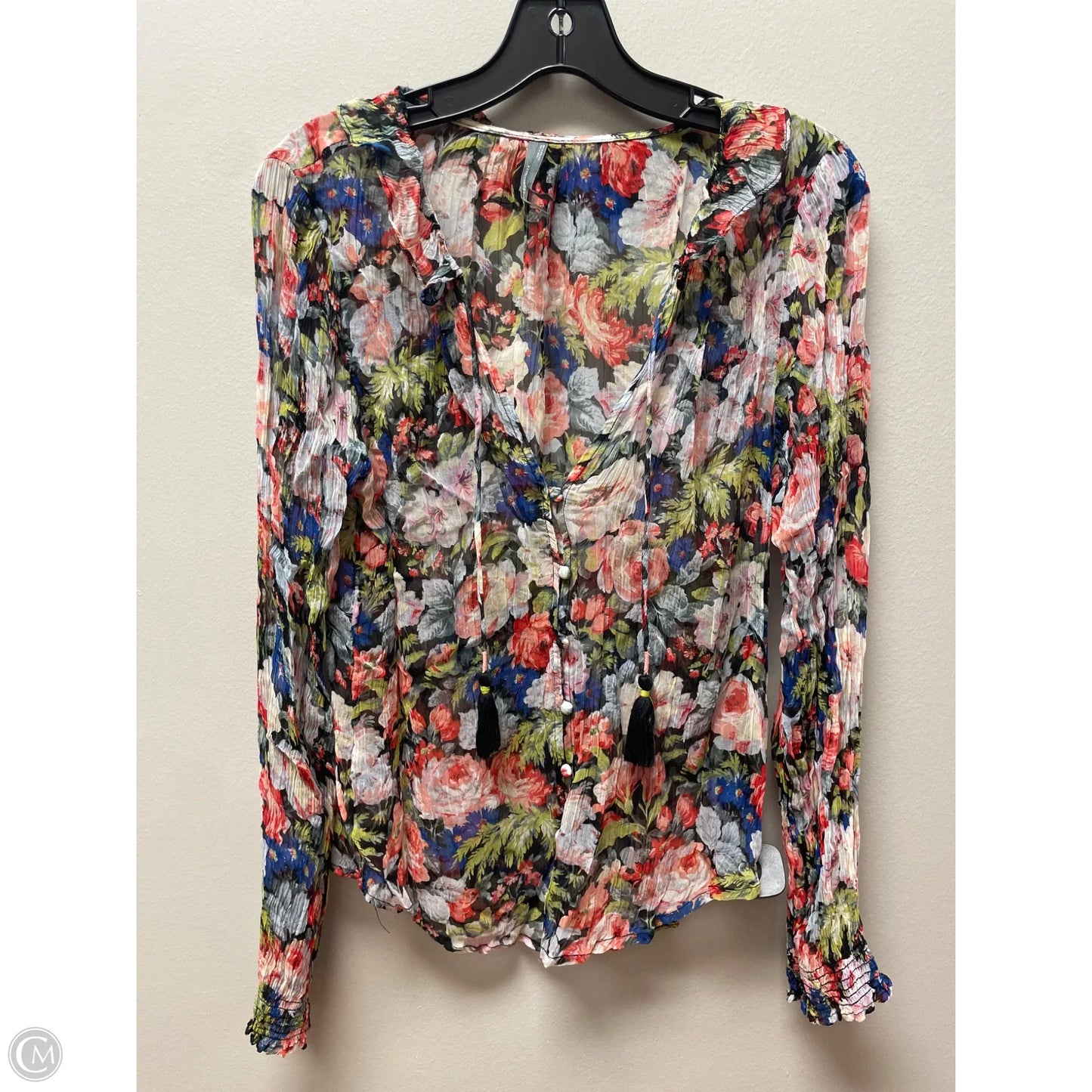 Top Long Sleeve By Anthropologie In Floral Print, Size: S