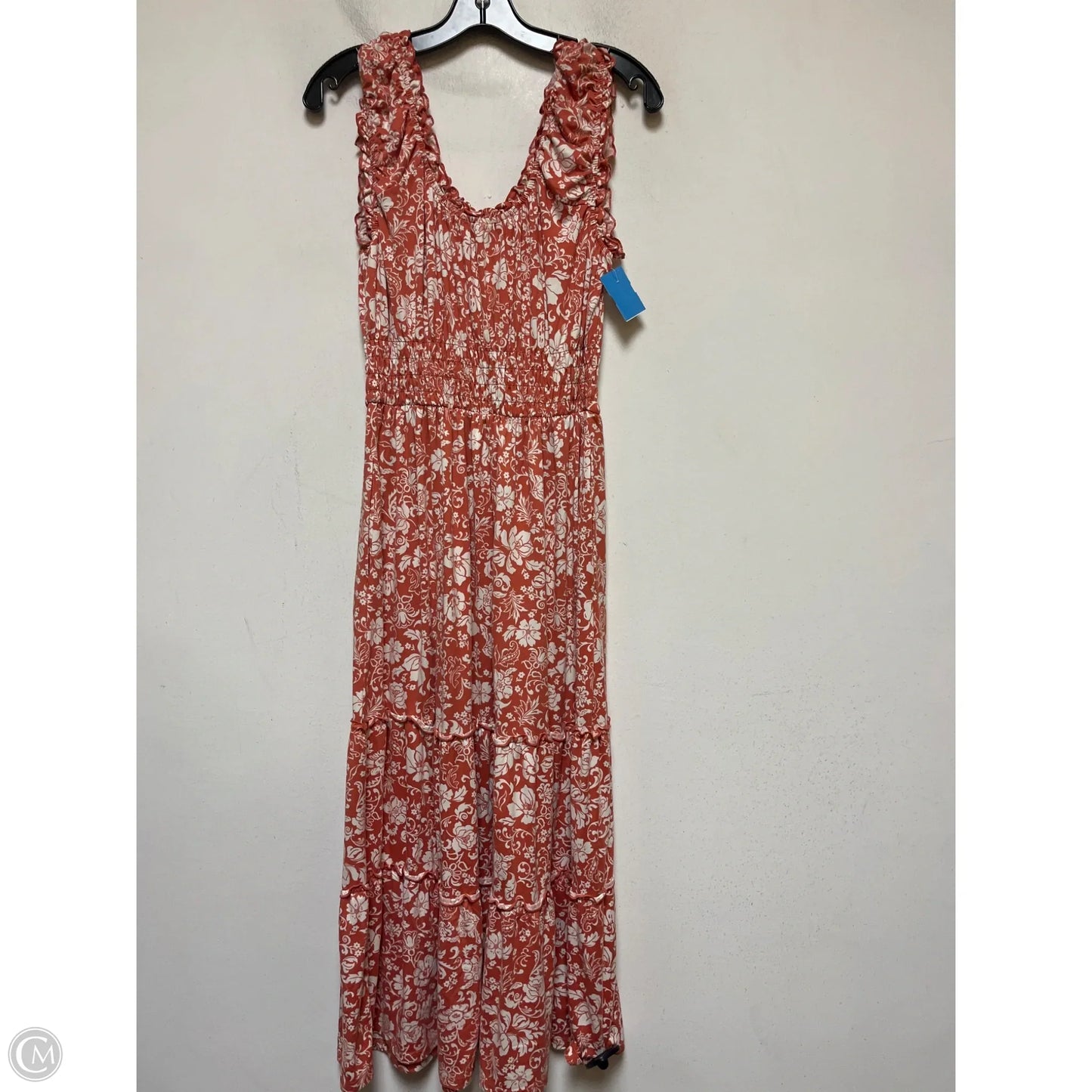 Dress Casual Midi By Lucky Brand In Orange & White, Size: M