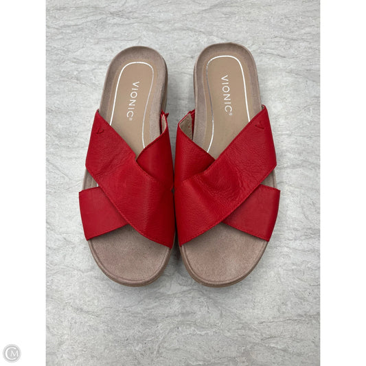 Sandals Heels Wedge By Vionic In Red, Size: 8