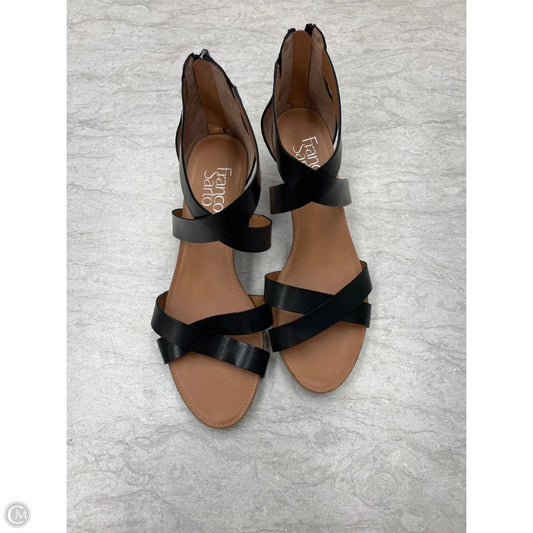 Sandals Heels Wedge By Franco Sarto In Black & Tan, Size: 8.5