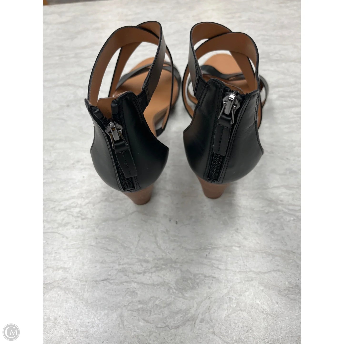 Sandals Heels Wedge By Franco Sarto In Black & Tan, Size: 8.5