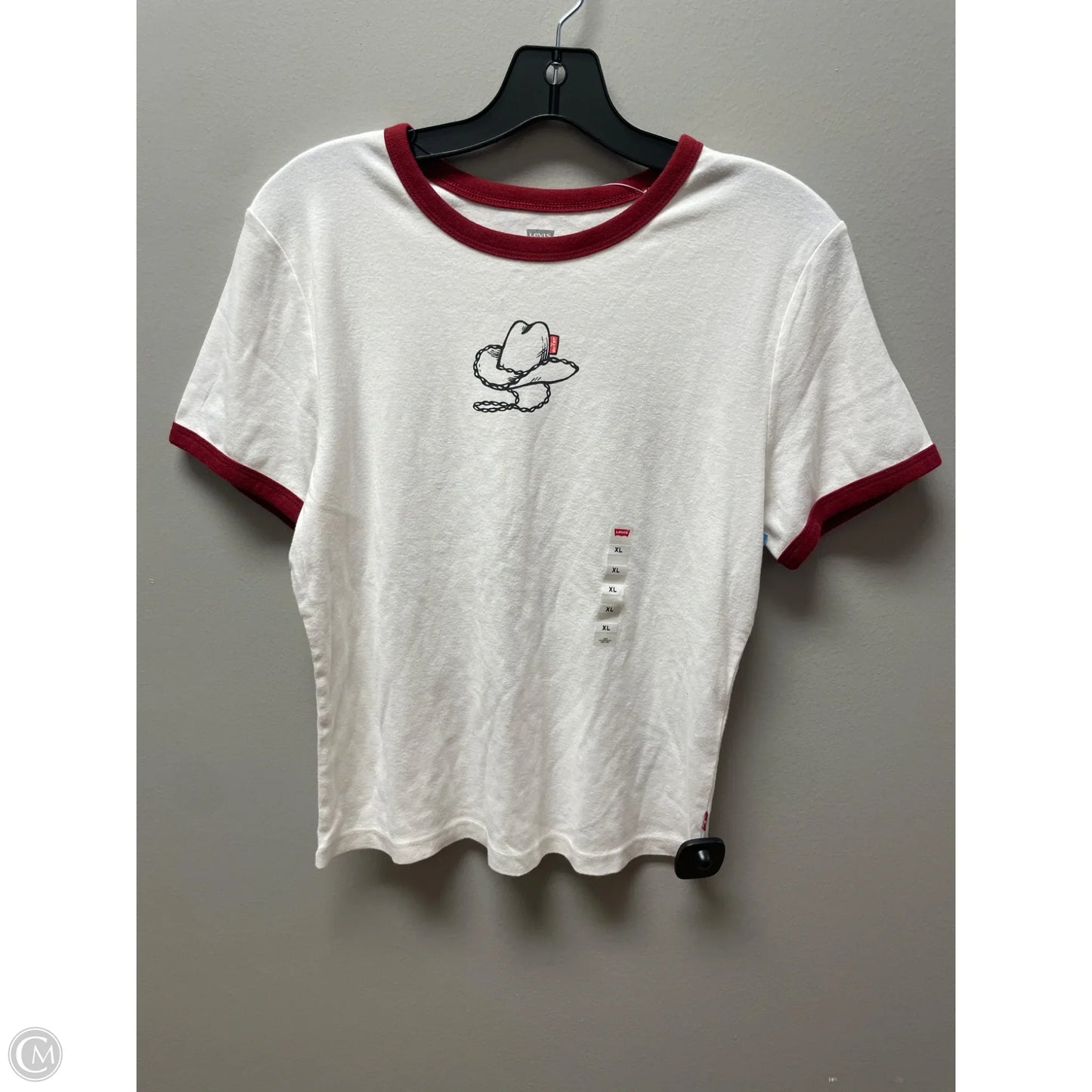 Top Short Sleeve Basic By Levis In Red & White, Size: Xl