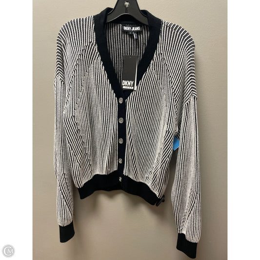 Sweater Cardigan By Dkny In Black & White, Size: M
