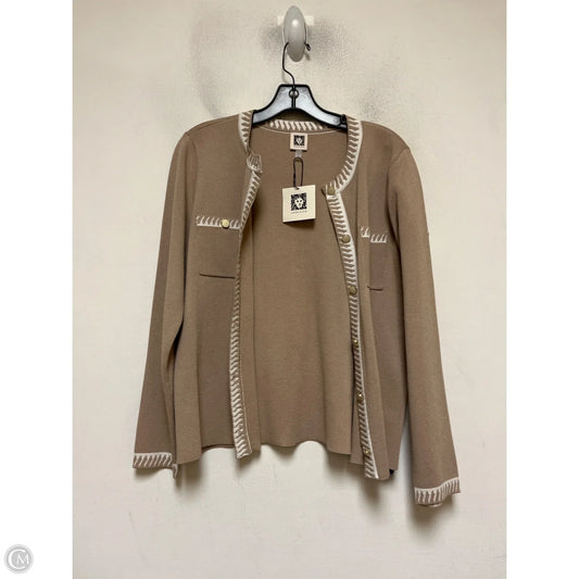 Sweater Cardigan By Anne Klein In Tan, Size: M