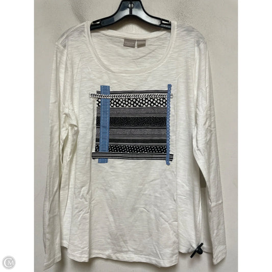 Top Long Sleeve By Chicos In Blue & White, Size: L