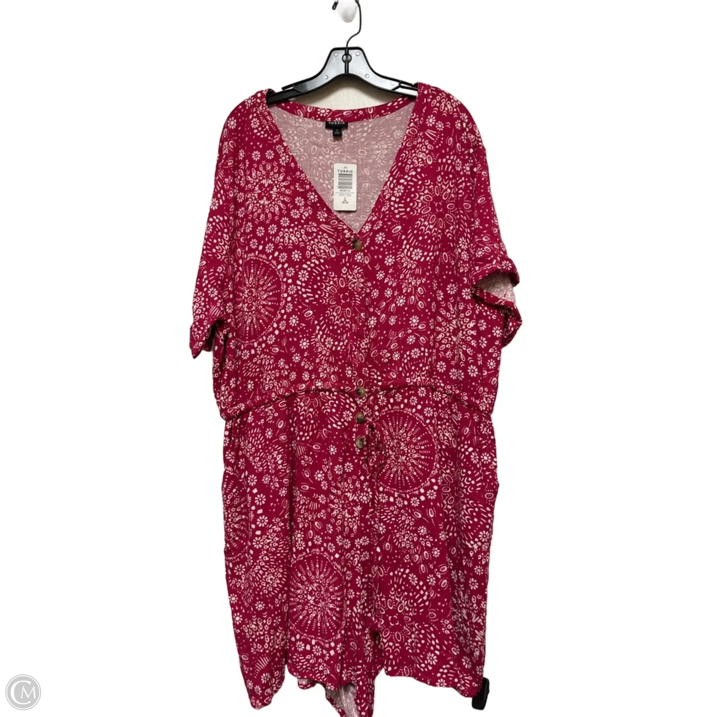 Dress Casual Short By Torrid In Pink & White, Size: 2x