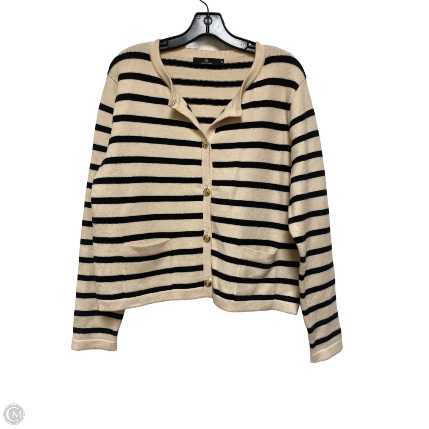 Sweater Cardigan By Lillusory In Striped Pattern, Size: M