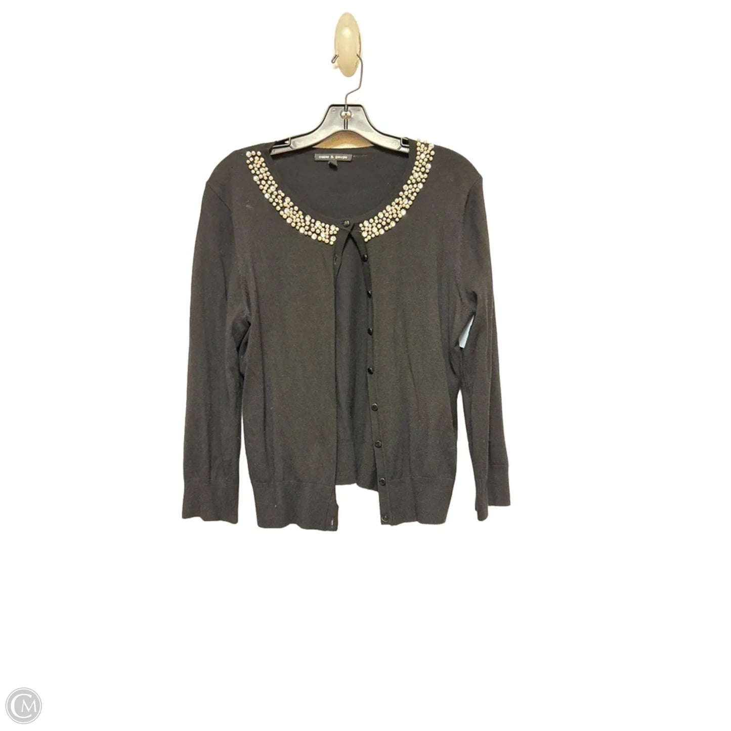 Sweater Cardigan By Cable And Gauge In Black & Silver, Size: L