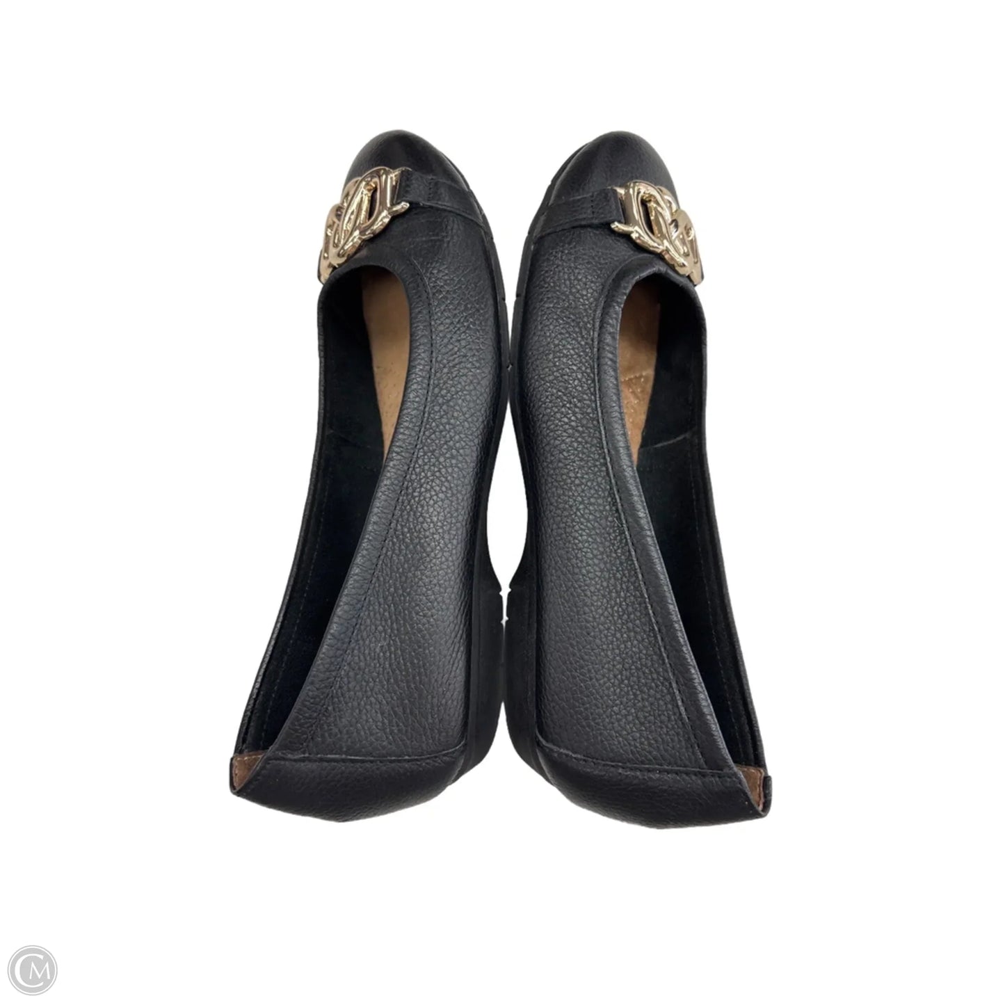Shoes Flats By Aerosoles In Black & Gold, Size: 6
