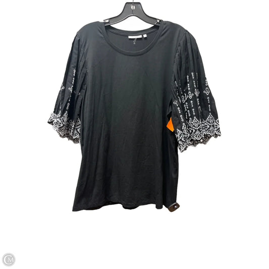 Top Short Sleeve By Chicos In Black & White, Size: Xl