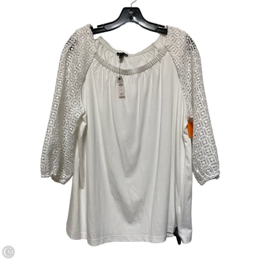 Top Short Sleeve By Talbots In White, Size: 1x