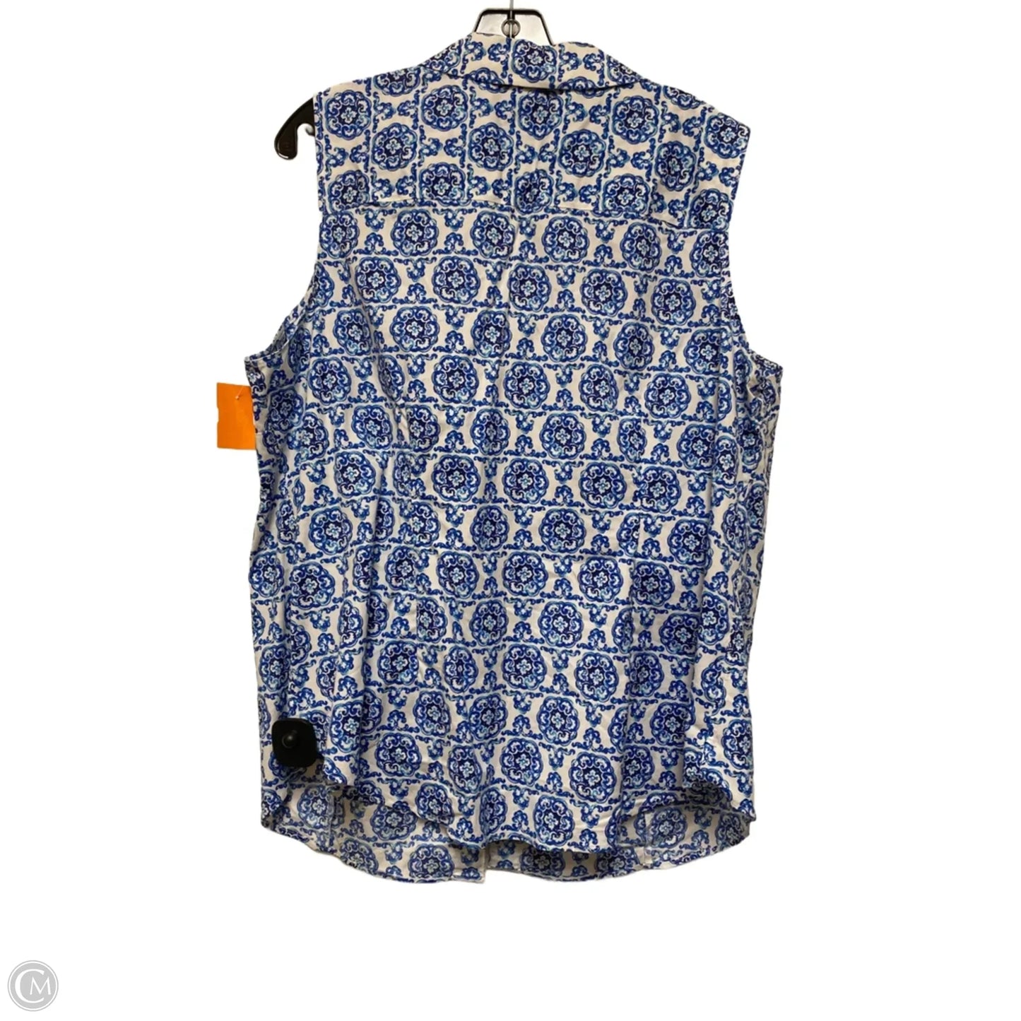 Top Sleeveless By Talbots In Blue & White, Size: 2x