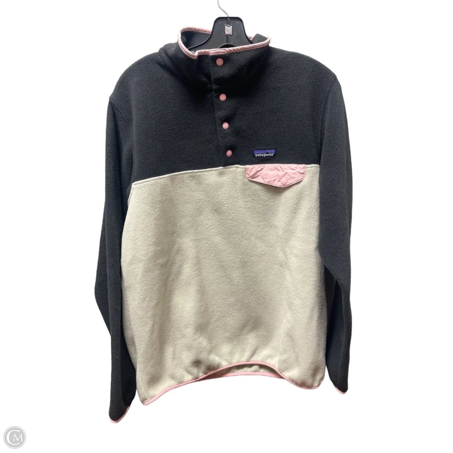 Athletic Jacket By Patagonia In Cream & Grey, Size: L